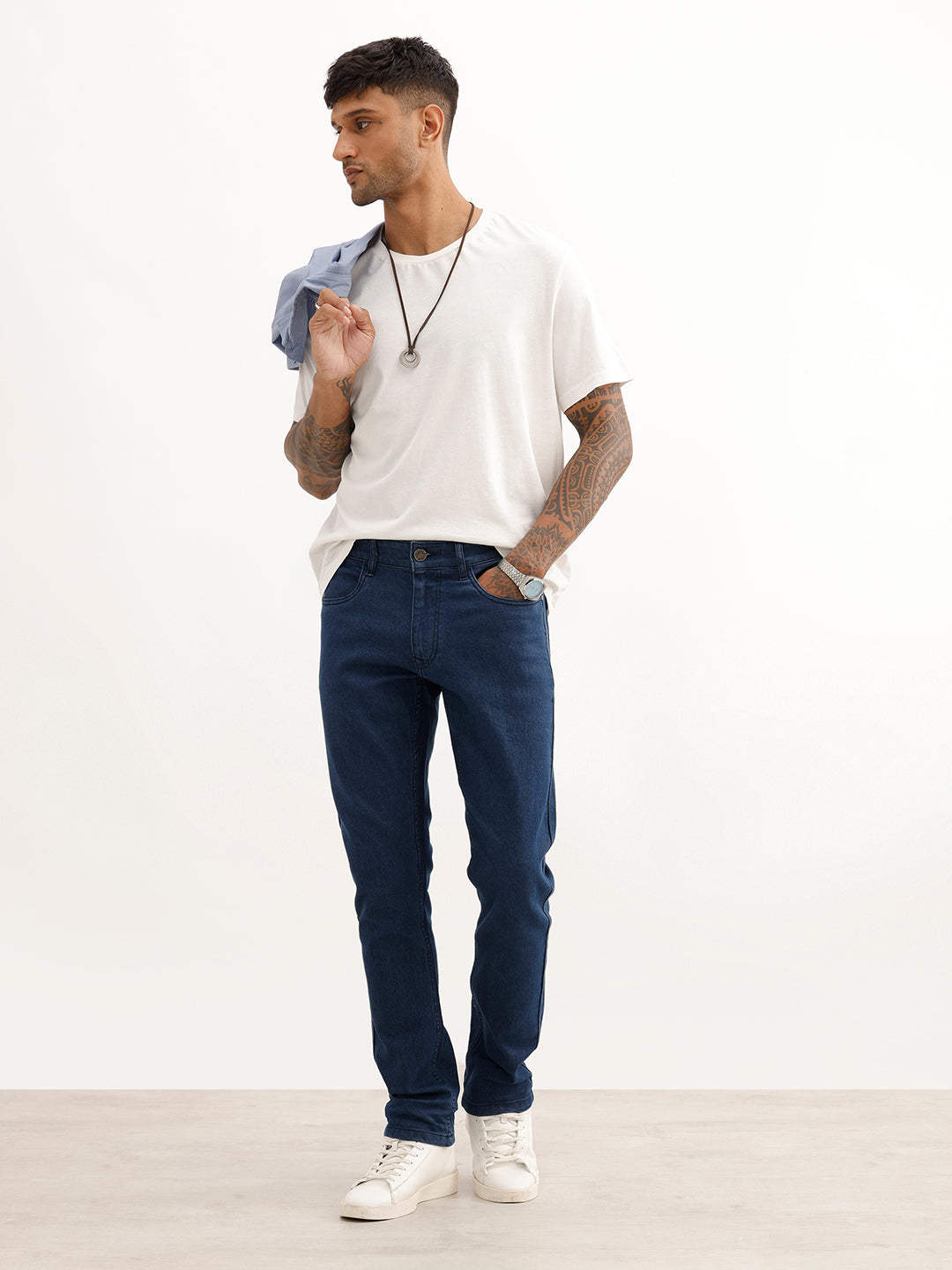 Solid Slim Fit Denim Jeans | Dark Blue