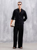 Solid Linen Blend Shirt | Black