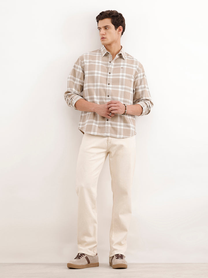 Comfort Fit Textured Shirt  | Khaki