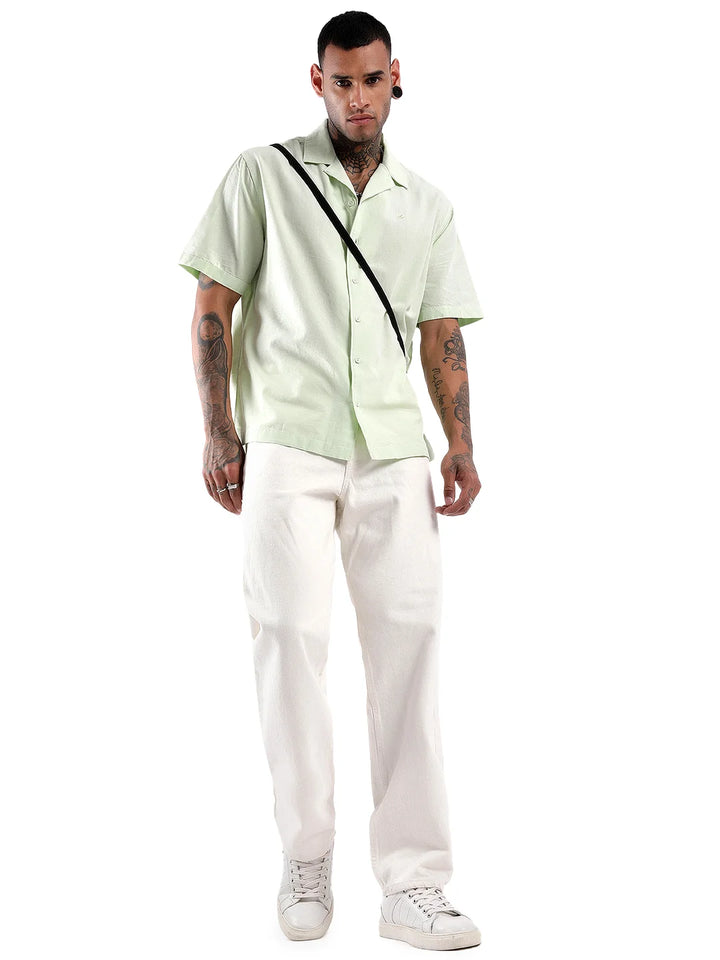 Mint Resort Collar Solid Shirt