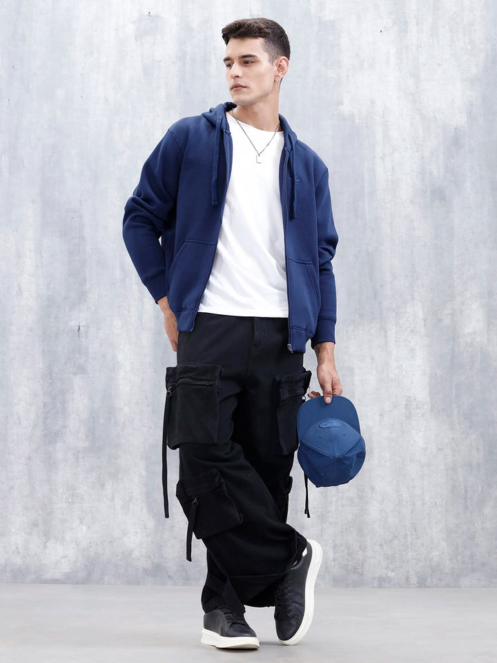 Men’s Solid Zip-Up Hoodie Sweatshirt | Blue