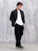Men's Casual Solid Bomber Jacket | Black