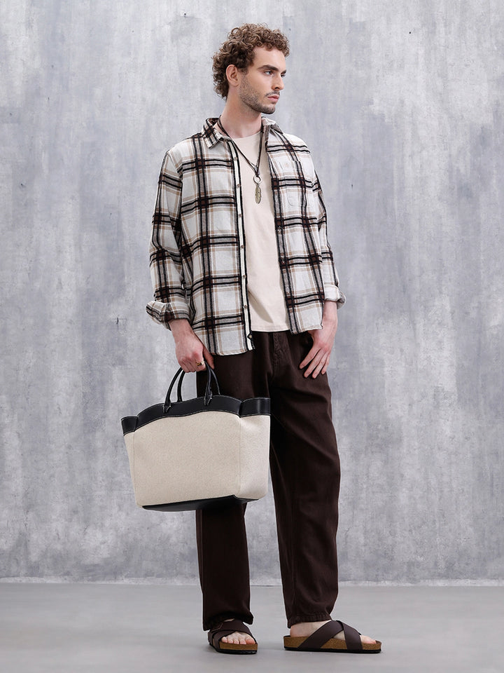 Yarn Checked Slim Fit Shirt | Brown