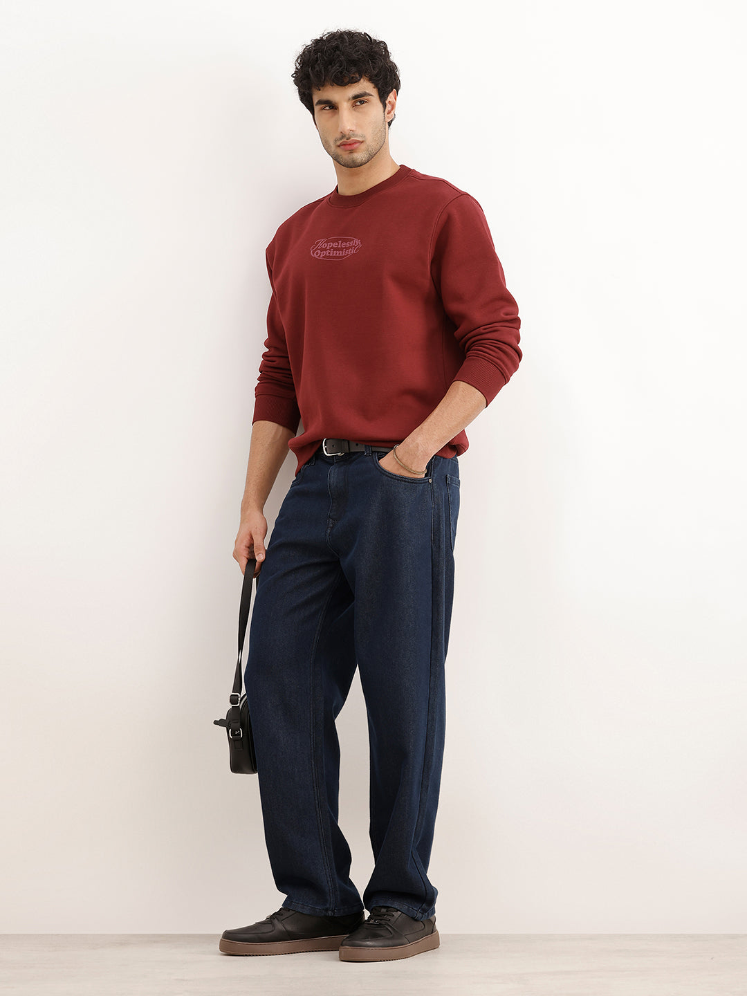 Placement Printed Sweatshirt | Maroon
