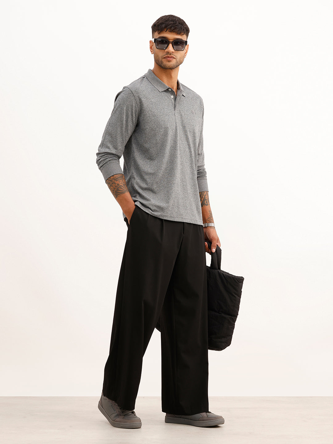 Solid Slim Fit Polo T-Shirt | Grey
