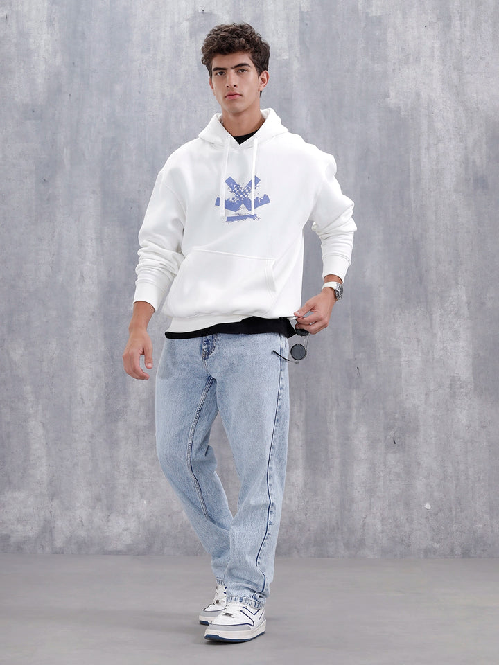 Men's Casual Branded Oversized Fit Sweatshirt | White