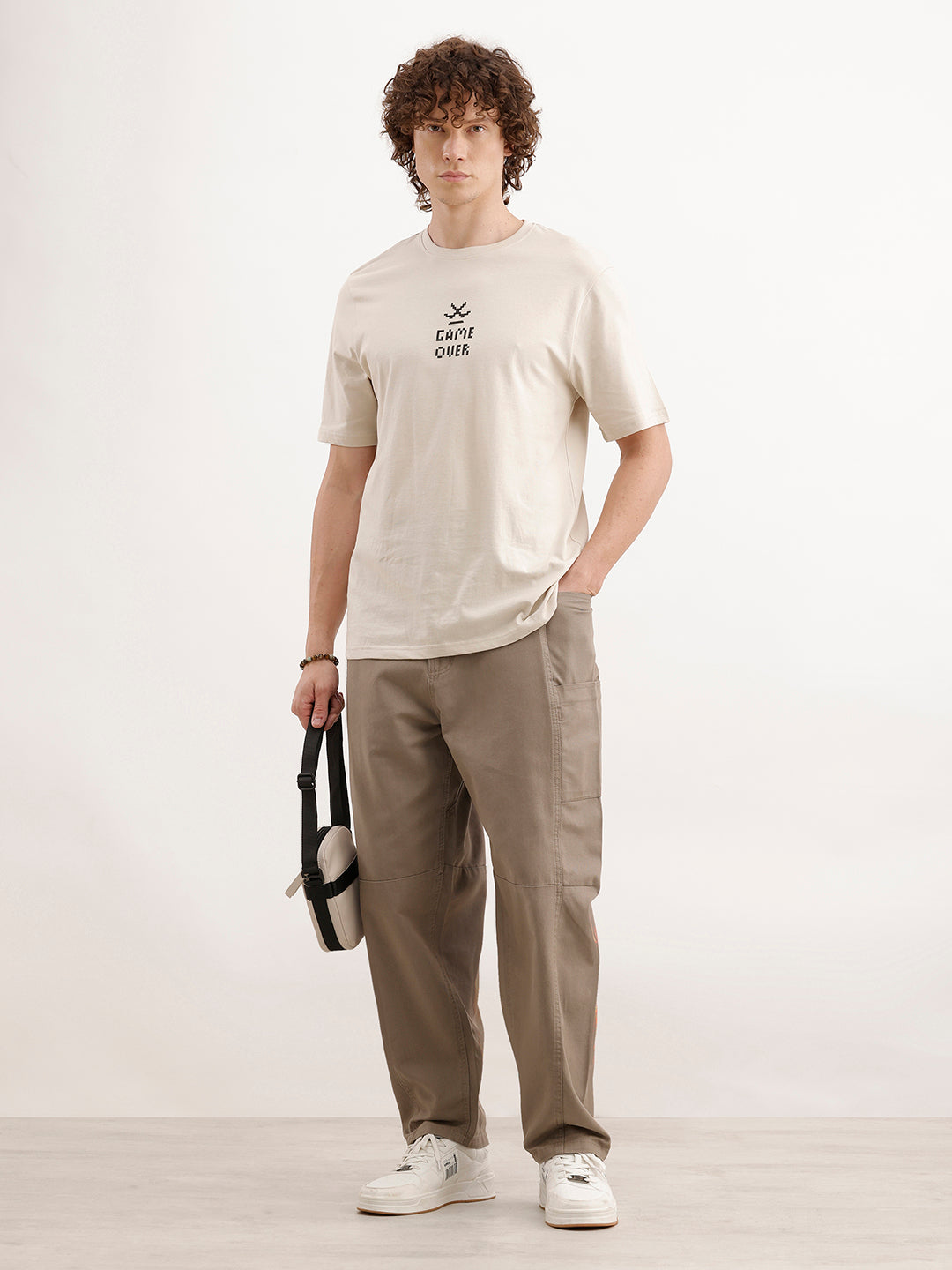 Comfort Fit Backprinted T- Shirt  | Beige