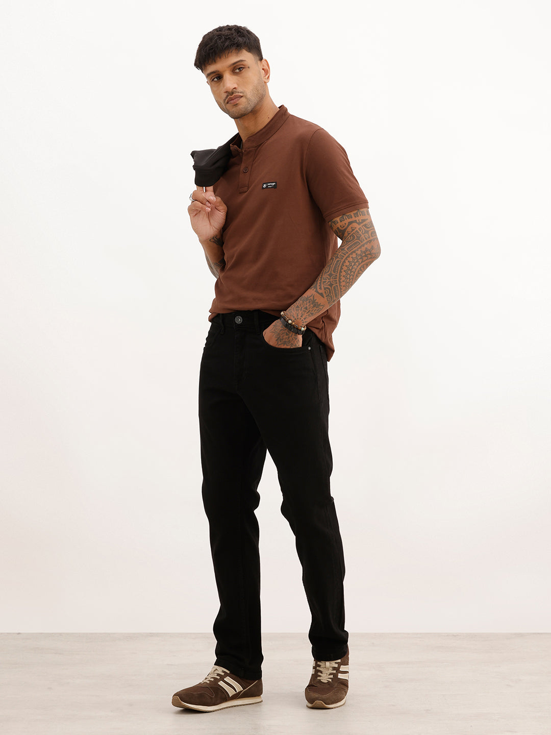 Solid Straight Fit Denim Jeans | Black