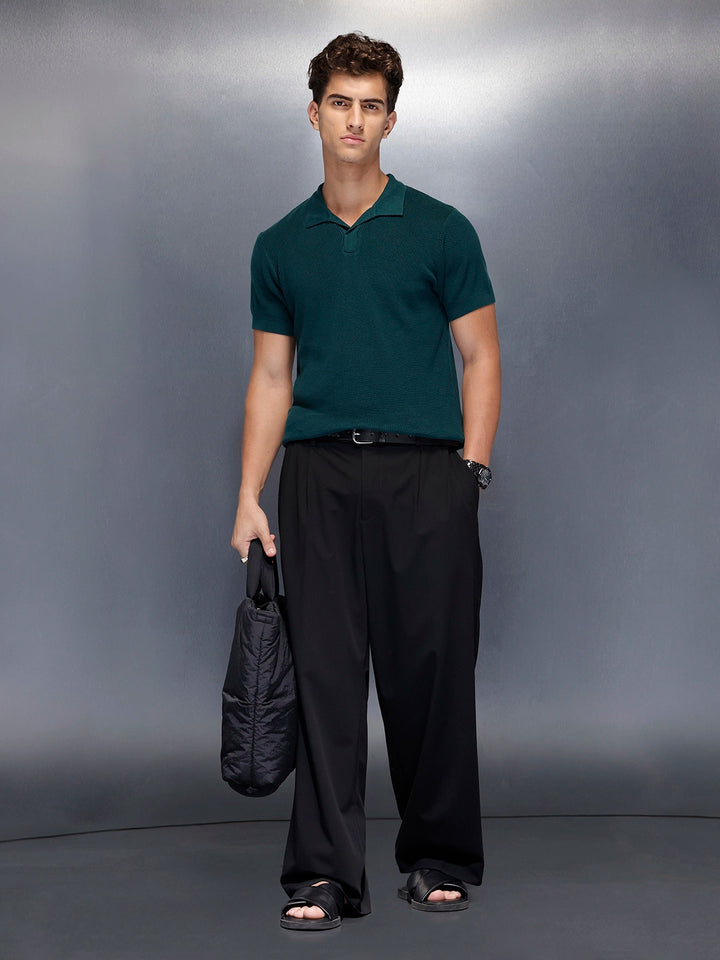 Fine-Textured knit polo | Green