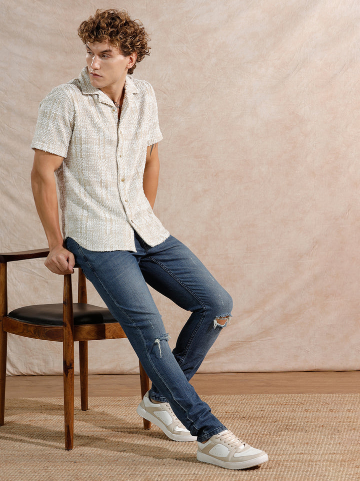Solid Heavy Fade Slim Fit Jeans | Blue