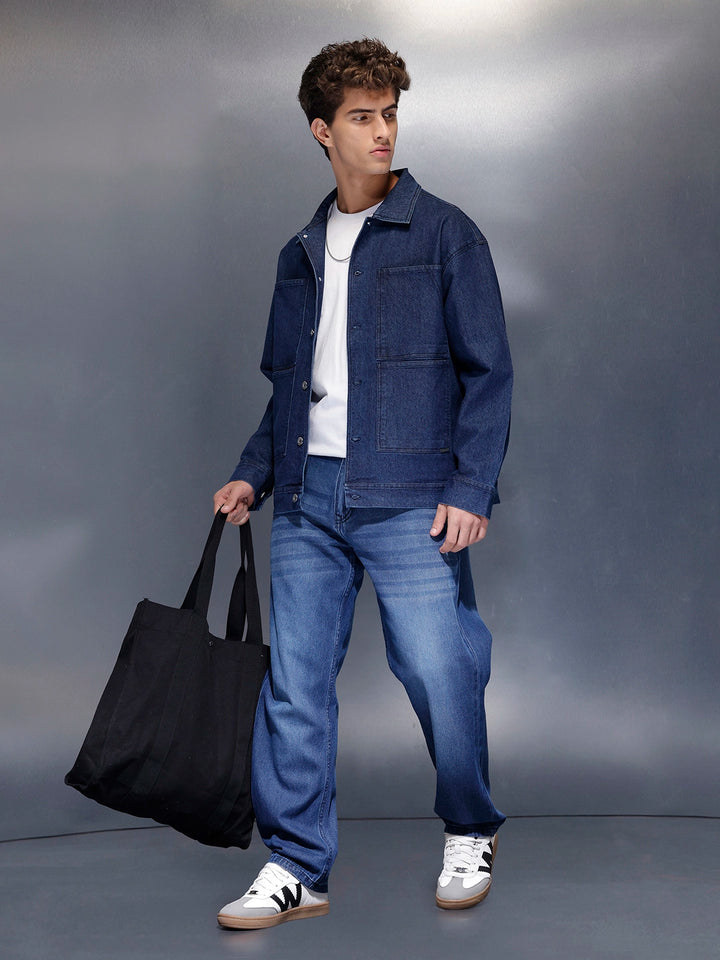 Indigo Structured Overshirt | Blue