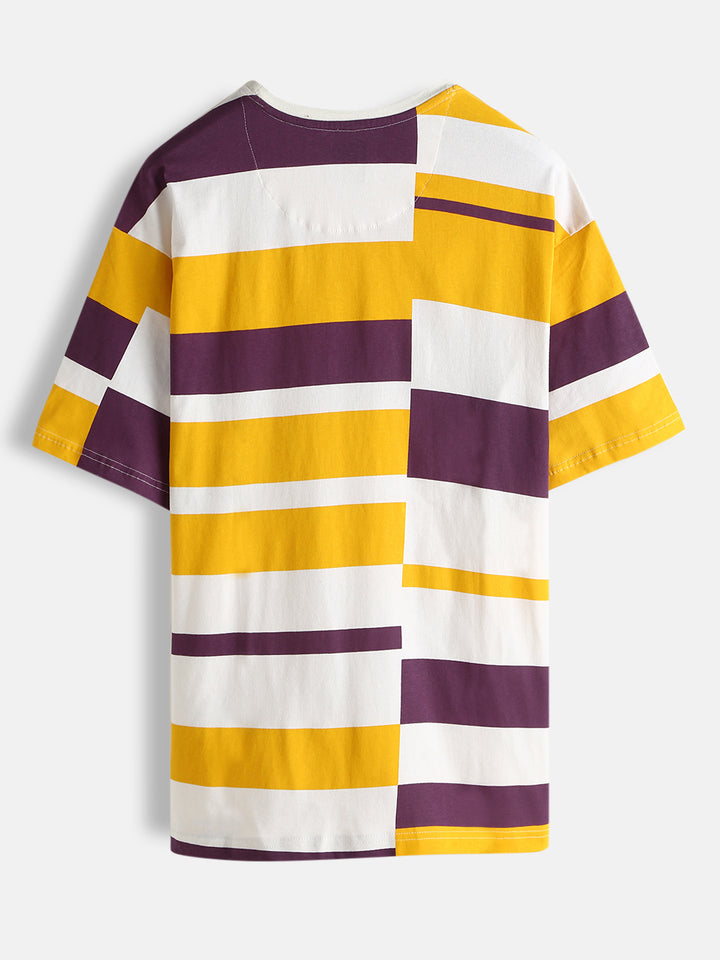 Casual Stripes Oversized Fit T-Shirt | Yellow