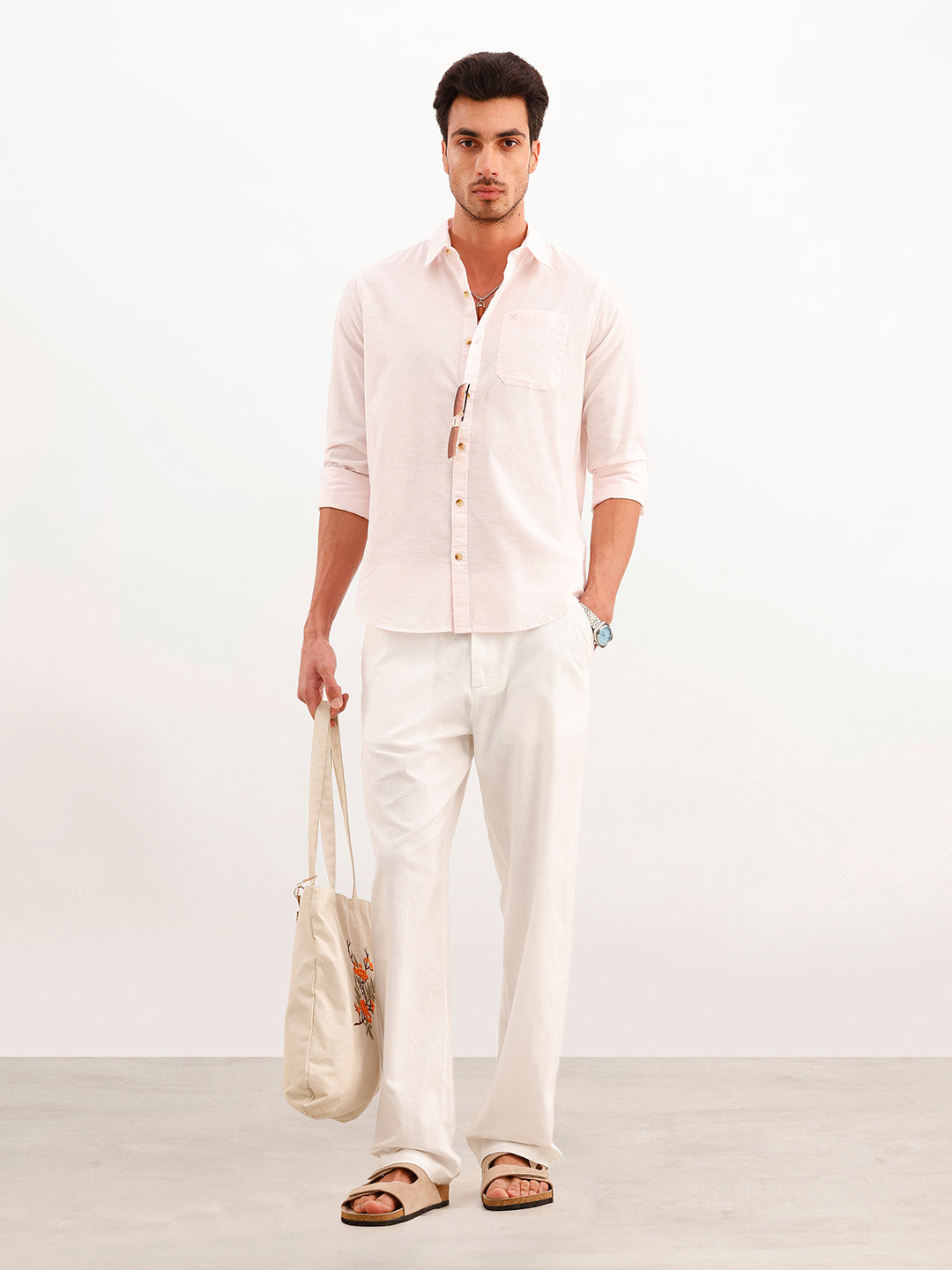 Solid Regular Fit Full Sleeve Shirt | Pink | WWSH9003F