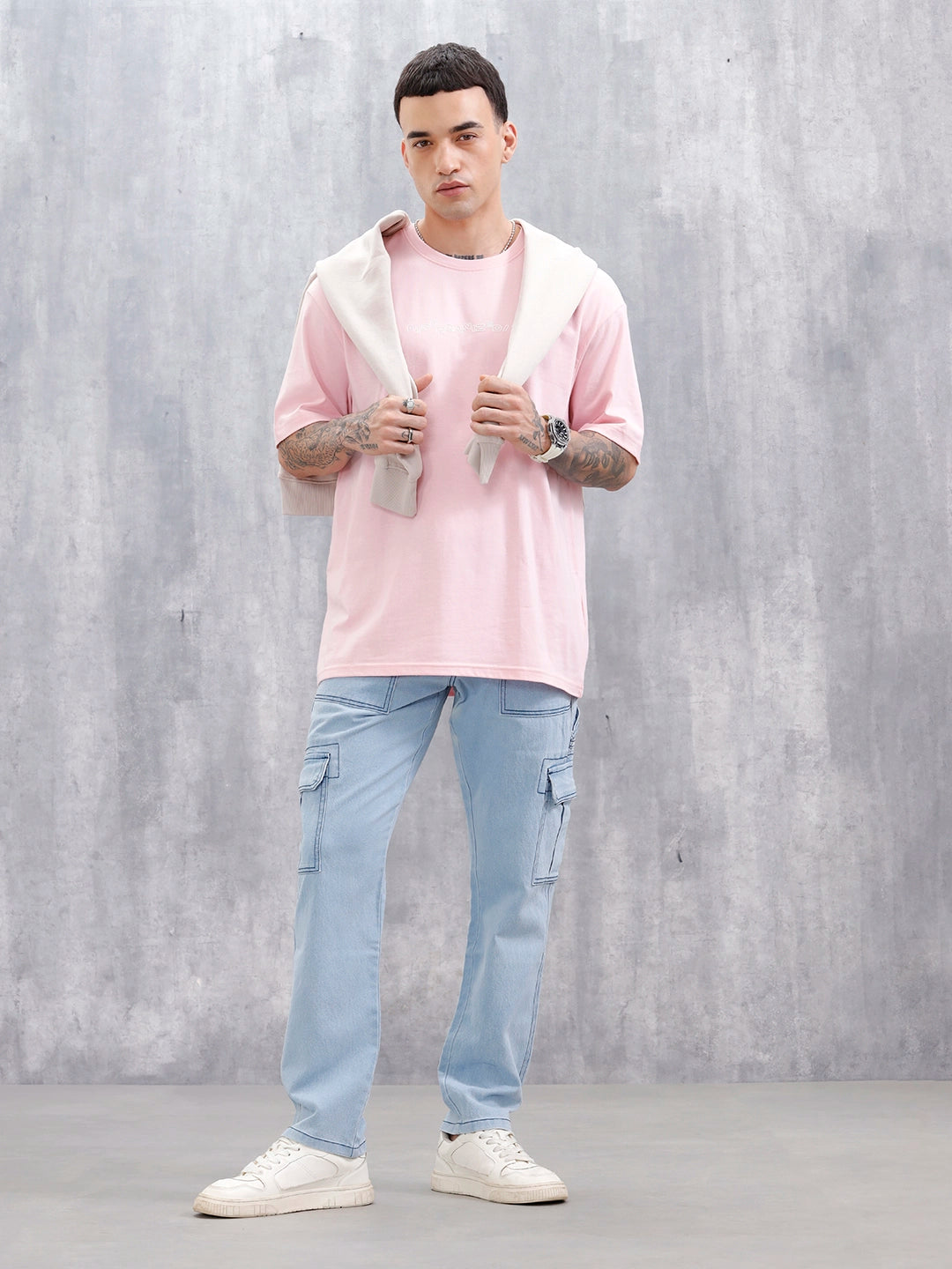 Men's Casual Cargo Fit Jeans  | Light Blue