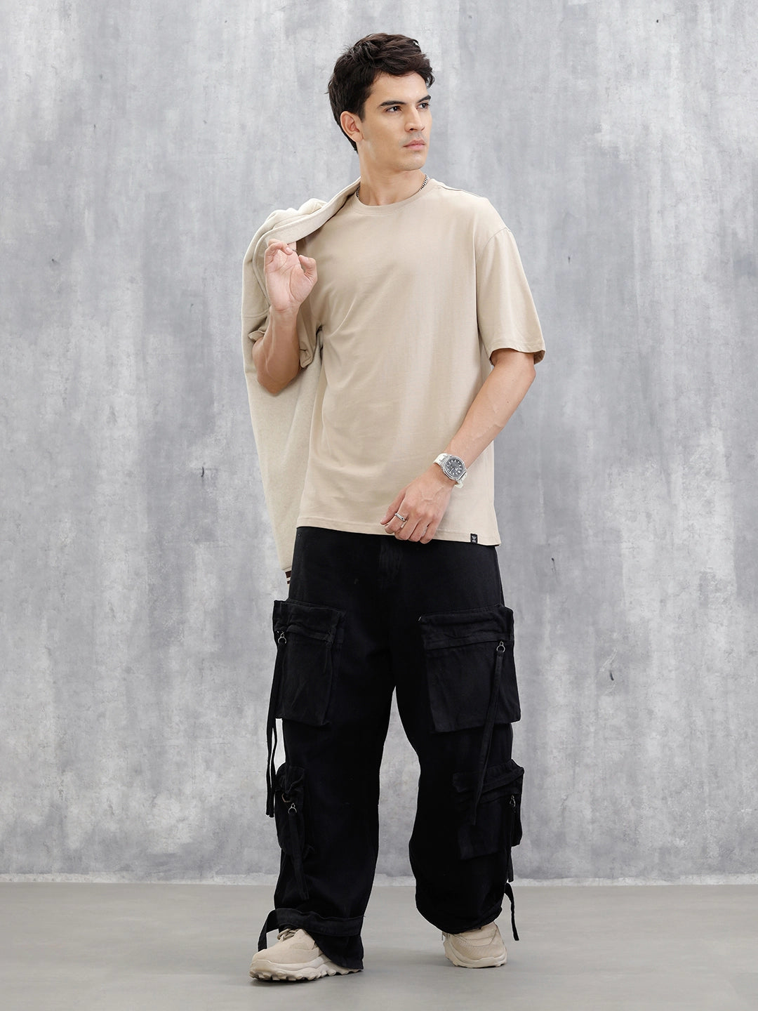 Back Printed Oversized T-Shirt | Beige