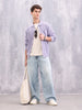 Pastel Layered Casual Knitted Cardigan For Men | Lavender