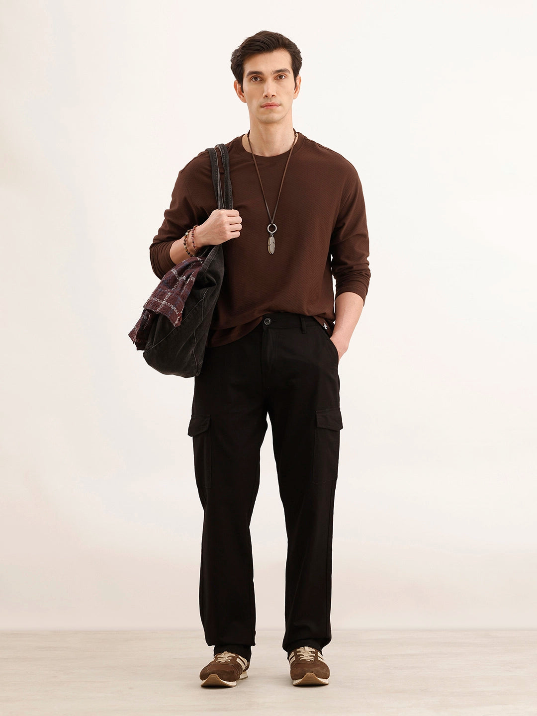 Anti Fit Solid Cargo Trouser | Black