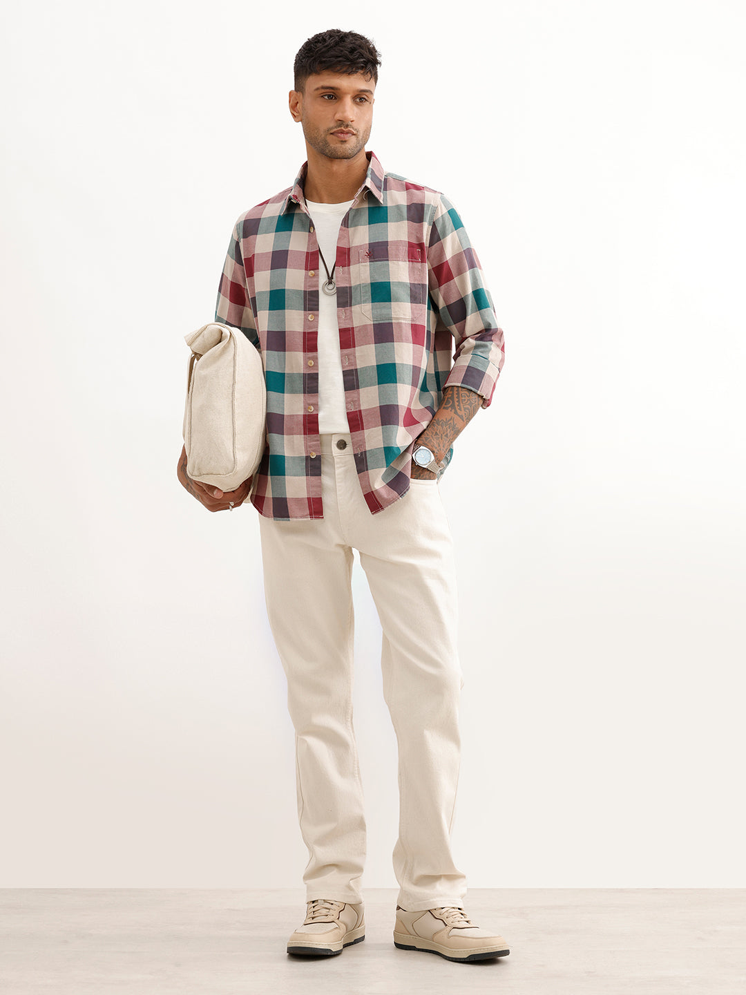 Regular Fit Full Sleeve Checkered Shirt | Red