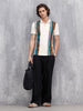 Cross-Stitch Inspired Printed Striped Slim Fit Shirt | Beige