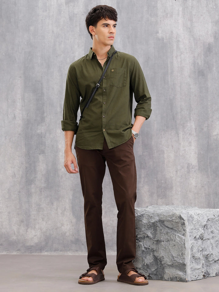 Straight Fit Cotton Stretch Chino I Brown