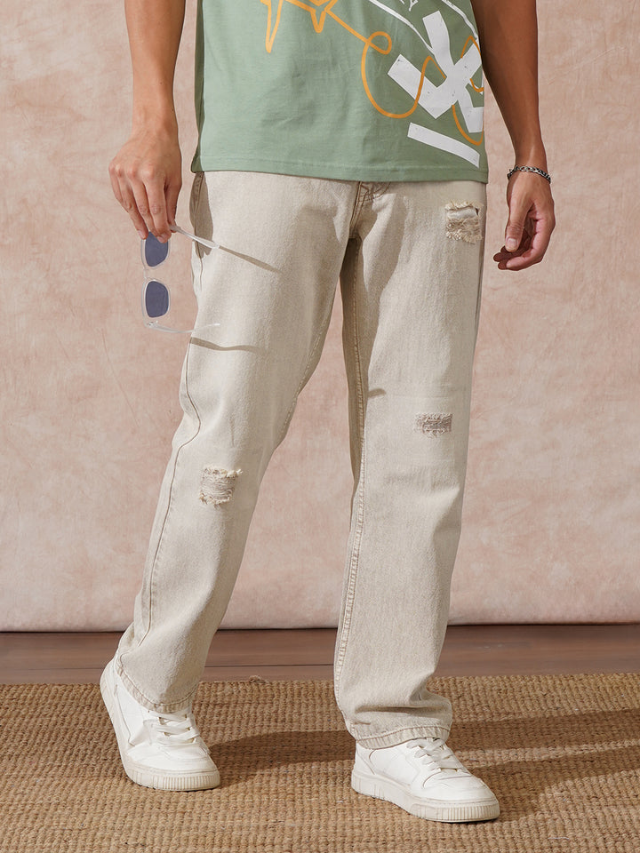 Heavy Fade Anti Fit Jeans | Ecru