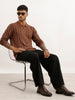 Slim Fit Flatknit Full Sleeve Polo T-Shirt | Brown | WPT02FSSL1257S