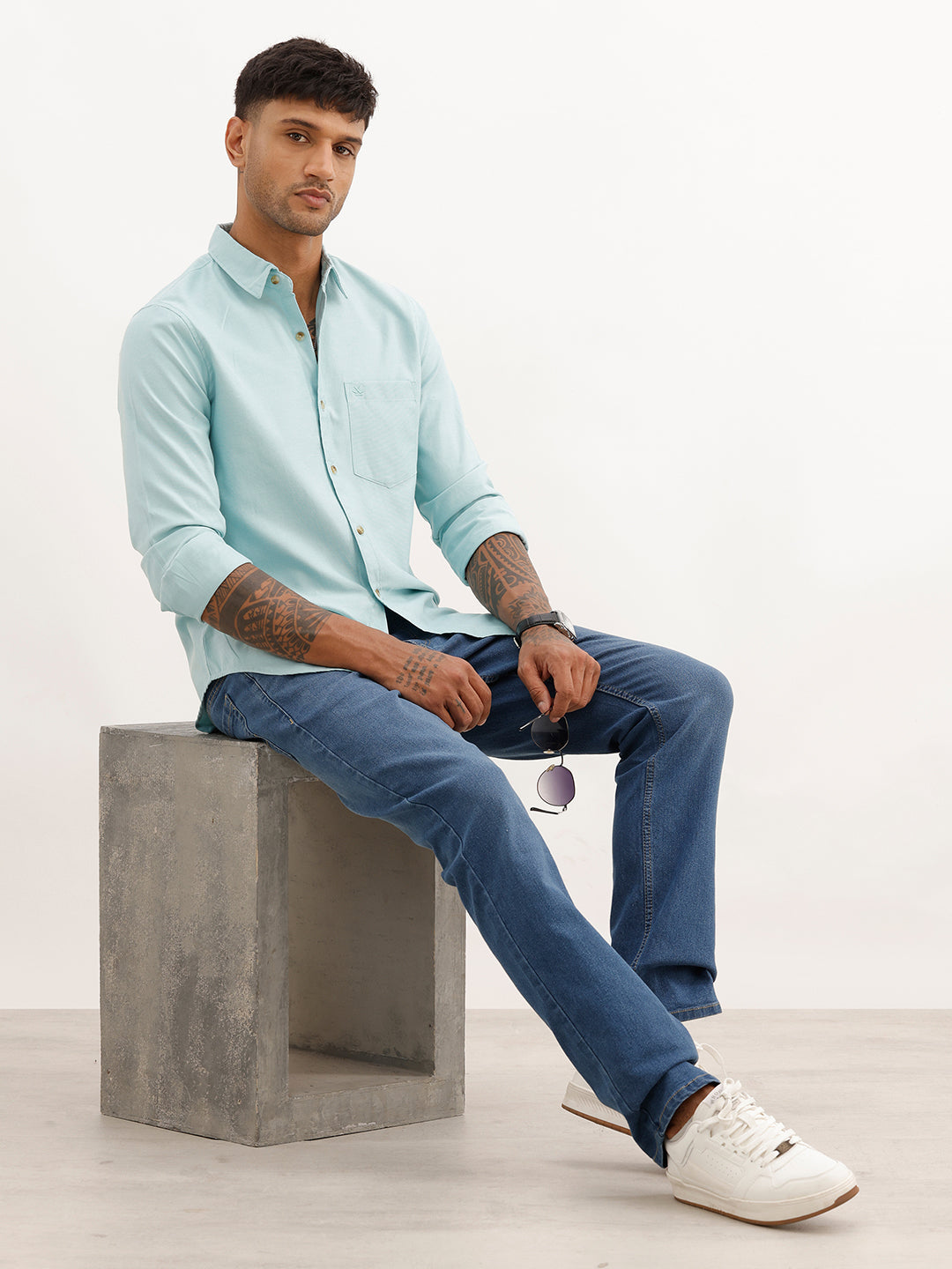 Solid Regular Fit Full Sleeve Shirt | Light Green | WWSH9178F