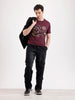 Casual Foil Printed T-Shirt   |  Maroon