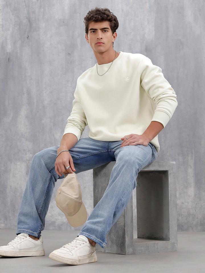 Men's Solid Casual Comfort Fit Sweatshirt | Aloe Wash
