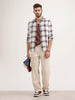 Textured Regular Fit Checkered Shirt | Maroon