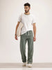 Loose Fit Pleated Denim Jeans | Olive