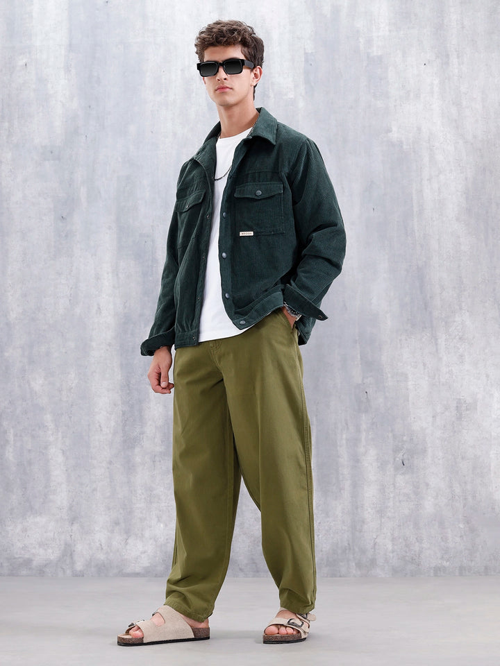 Men's Casual Loose Fit Trouser | Olive