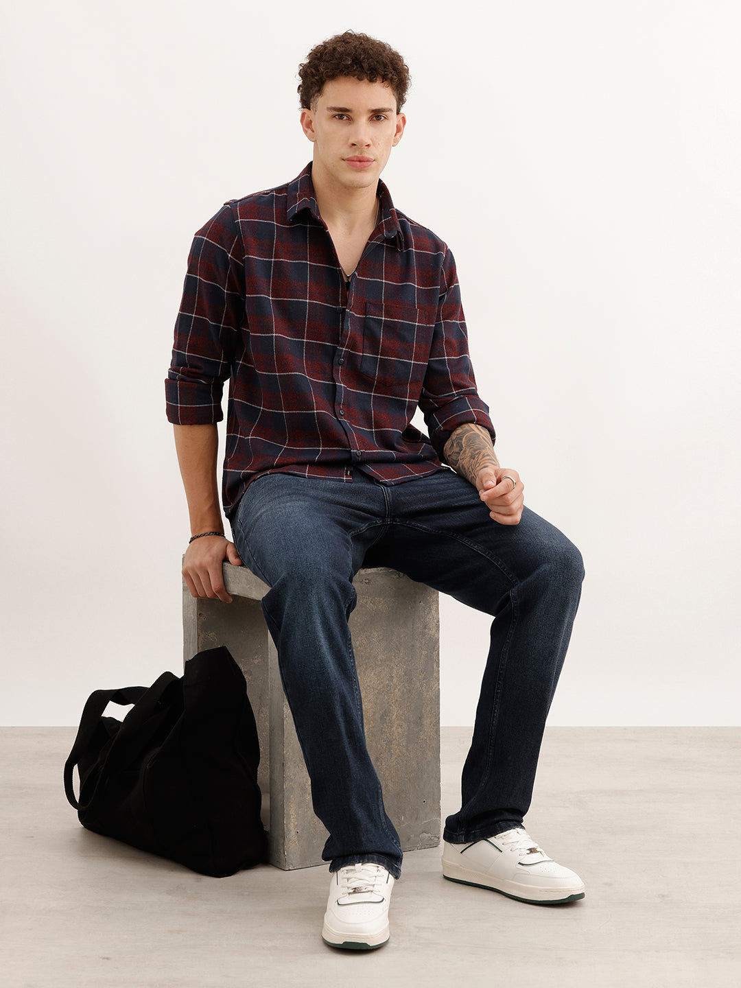 Slim Fit Full Sleeve Checkered Shirt | Maroon | WSH02FSSL0329S