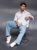Men's Casual Oversized Abstract Printed Shirt  |  Grey