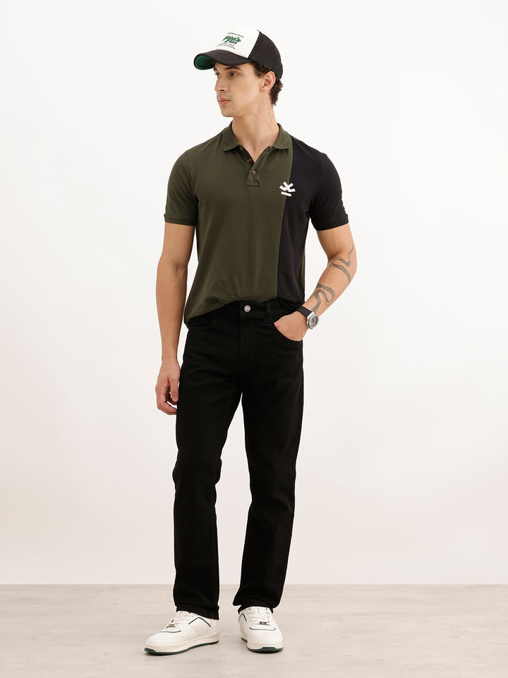 Solid Straight Fit Denim Jeans | Black