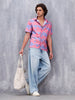 Abstract Aop Printed Comfort Fit Spread Collar Shirt | Pink