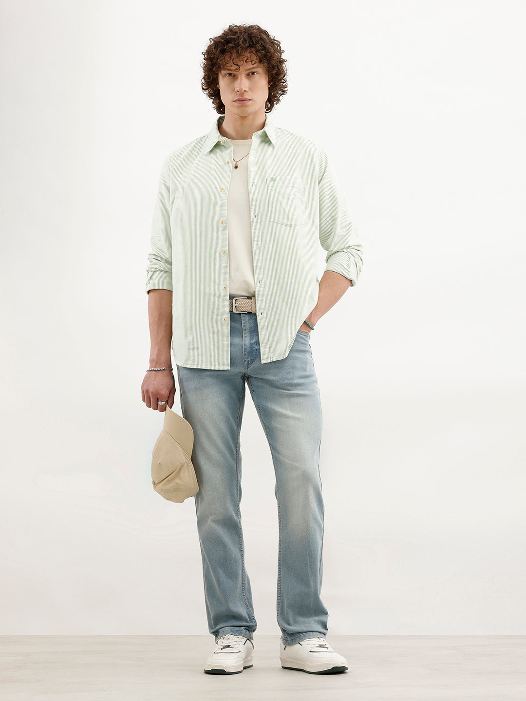 Regular Fit Striped Shirt | Light Green
