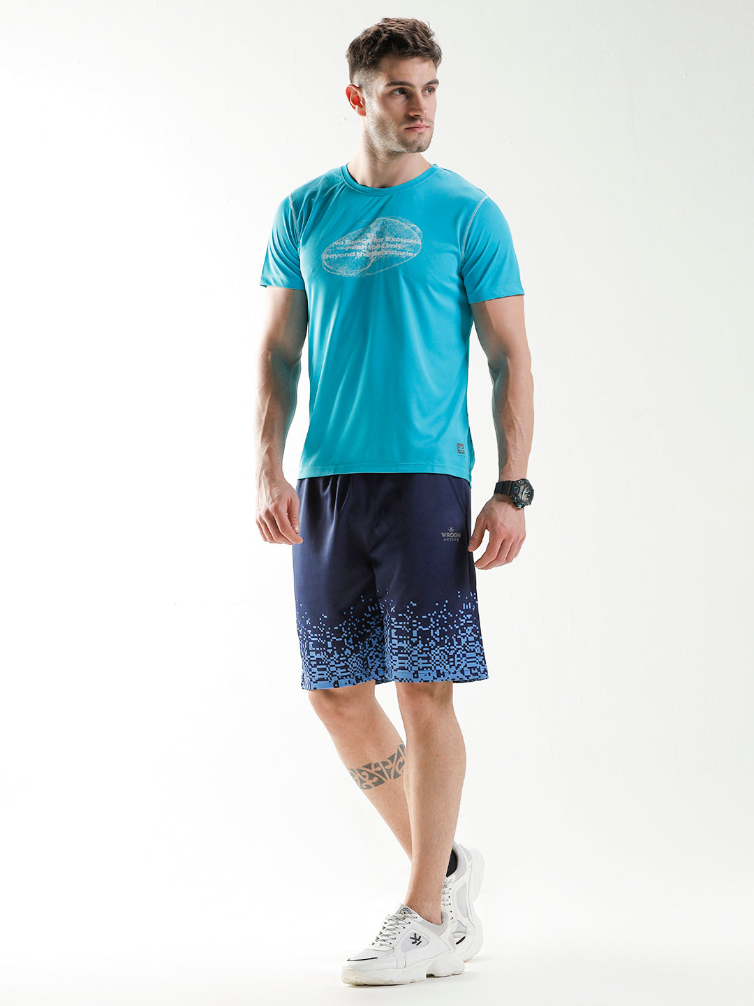Printed Glitch Active Shorts