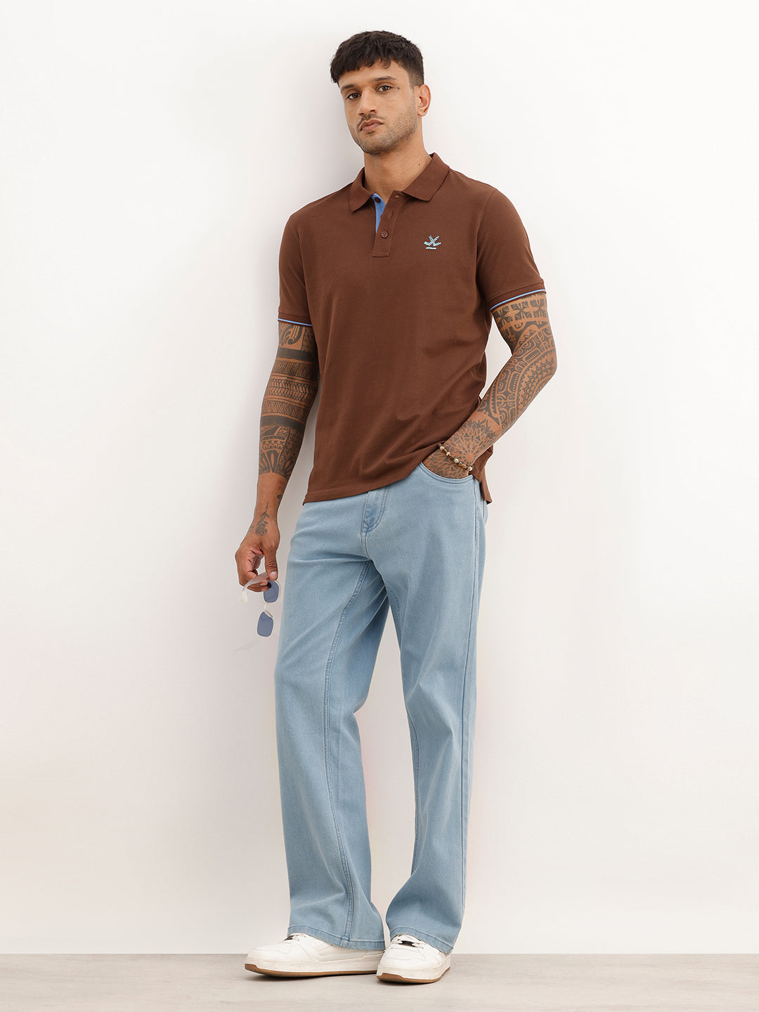 Classic Contrast Tipping Sleeves Polo T-Shirt | Brown | WWTS251F