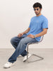 Classic Oversized Placement Printed T-Shirt | Blue