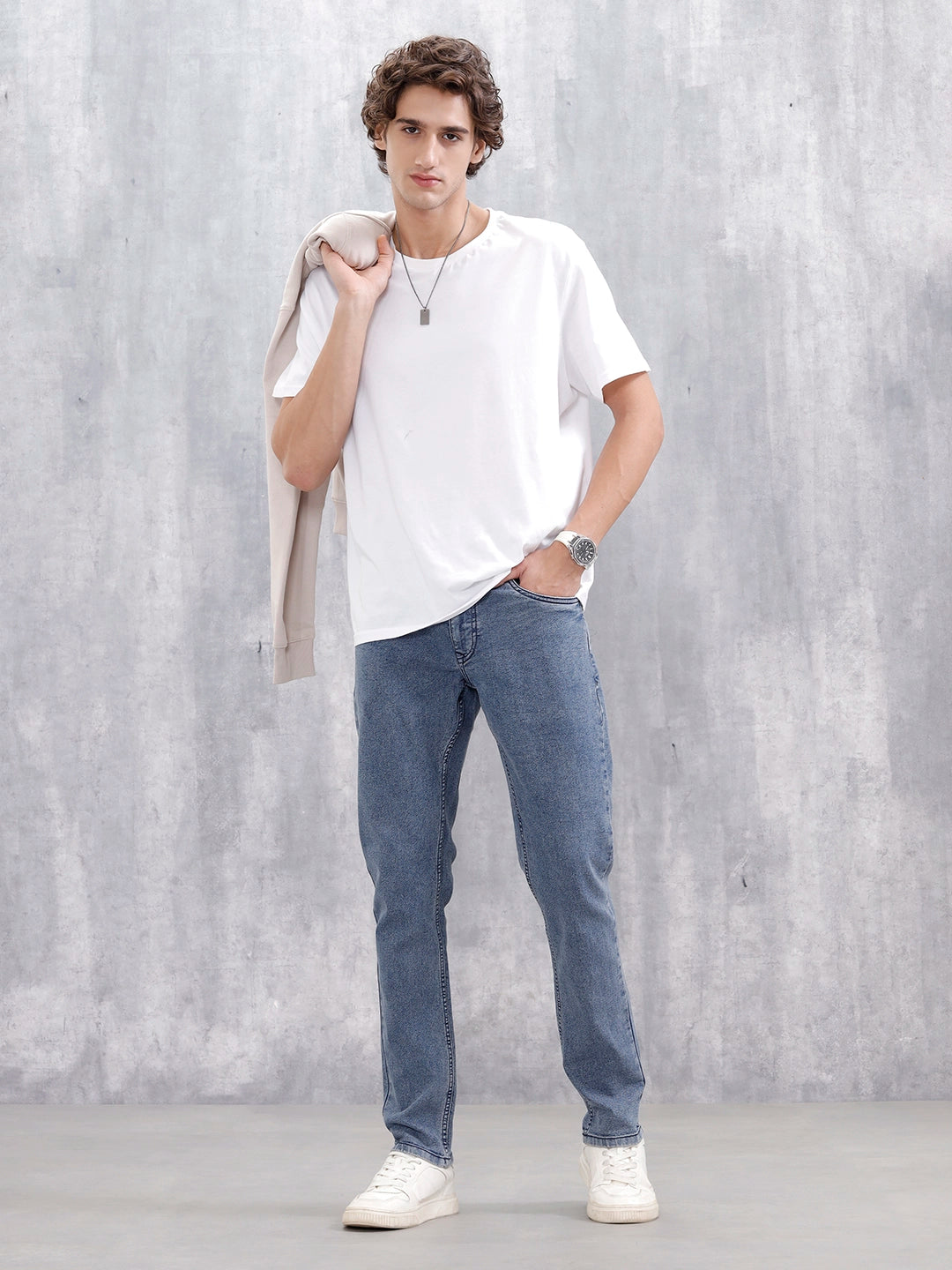 Men's Casual Slim Fit Jeans | Med Stone