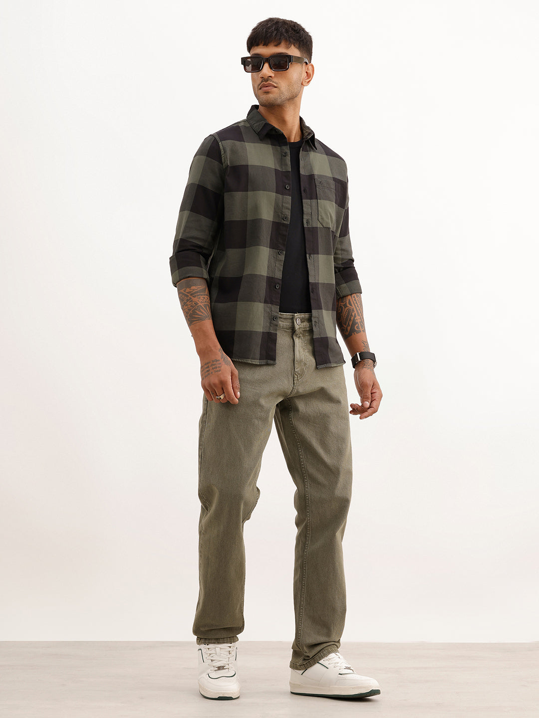 Faded Straight Fit Denim Jeans | Olive | WJN0200SR2237S