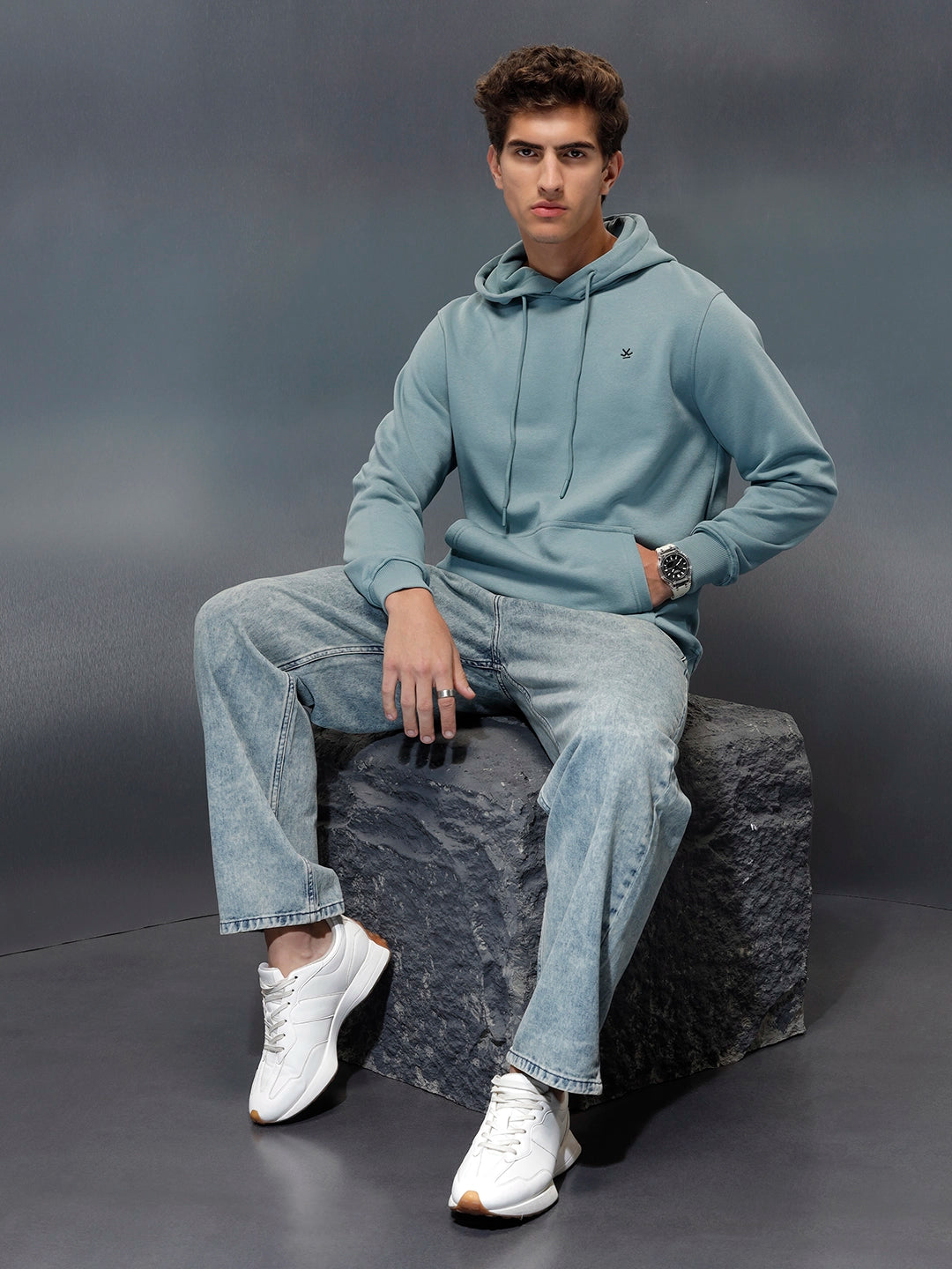 Men's casual hooded sweatshirt | Light blue