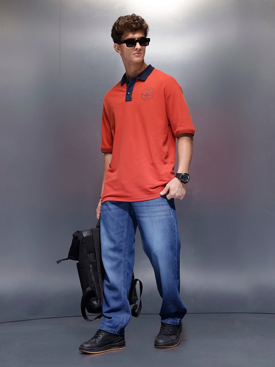Classic Oversized Polo T-Shirt  | Rust