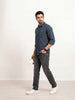 Solid Textured Oversized Fit Full Sleeve Shirt | Dark Blue