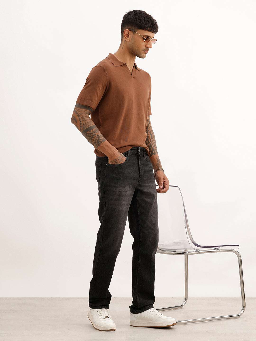 Faded Straight Fit Denim Jeans | Dark Grey | WJN0200SR2013S