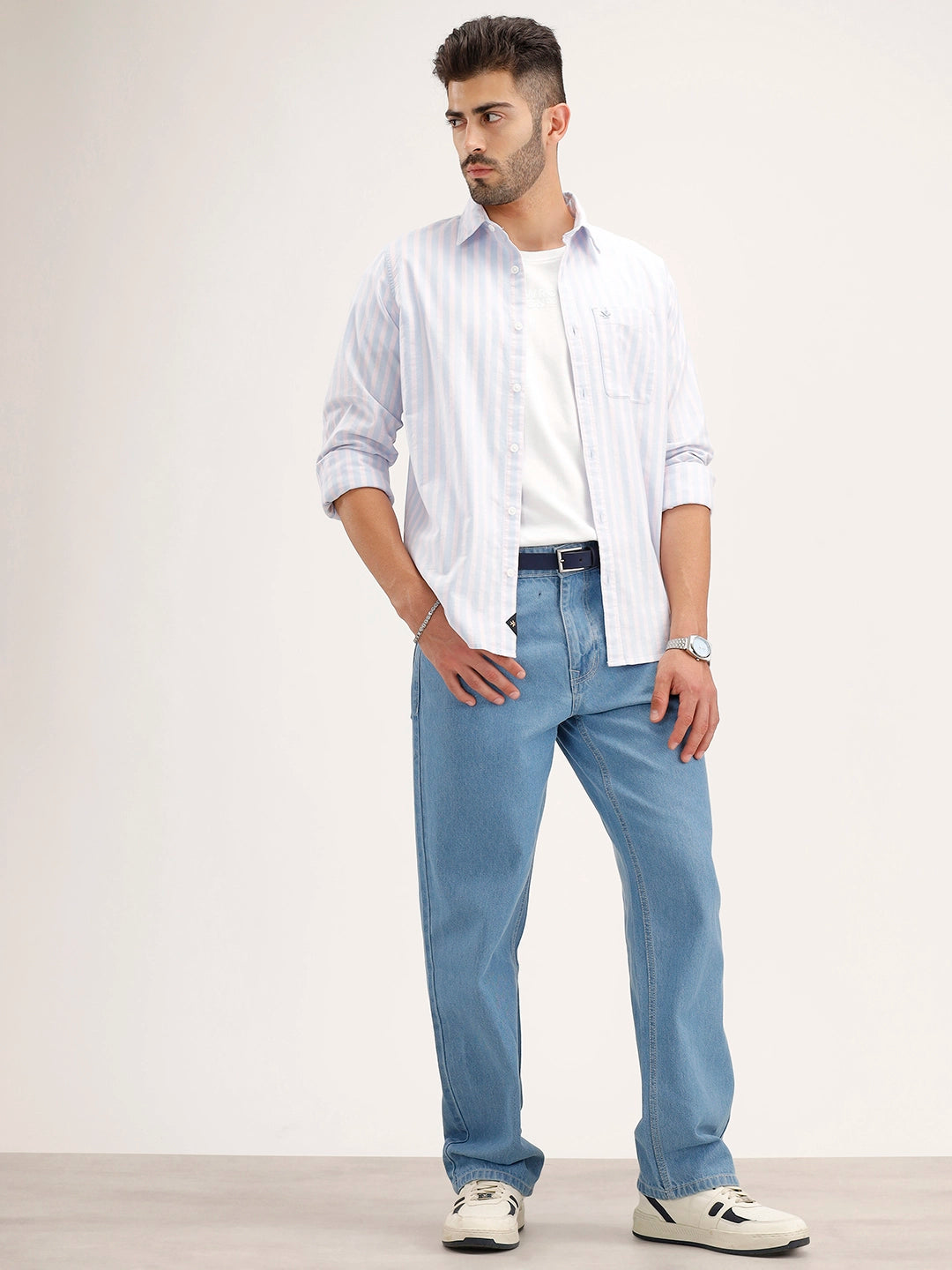 Classic Regular Fit Striped Shirt | Blue