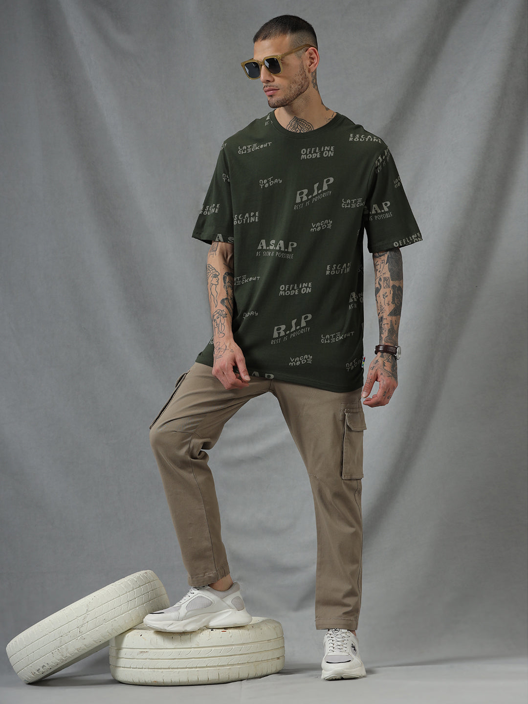 Vacay Mode Olive AOP T-Shirt