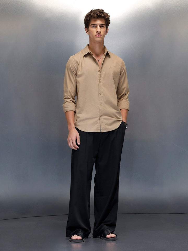 Tailored Slim Fit Casual Shirt for Men | Beige
