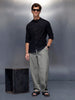 Men's Casual Mandrin Collar Shirt   |  Navy Blue